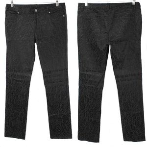 VS LONDON JEAN Black Matte & Satin Flocked Straight Leg Pants